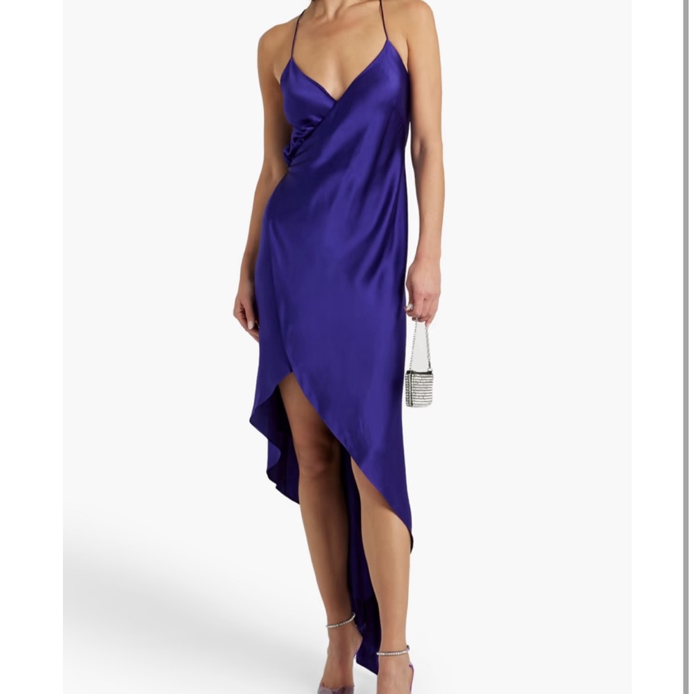 MICHELLE MASON Asymmetric silk maxi wrap dress size 8 100% silk NWT